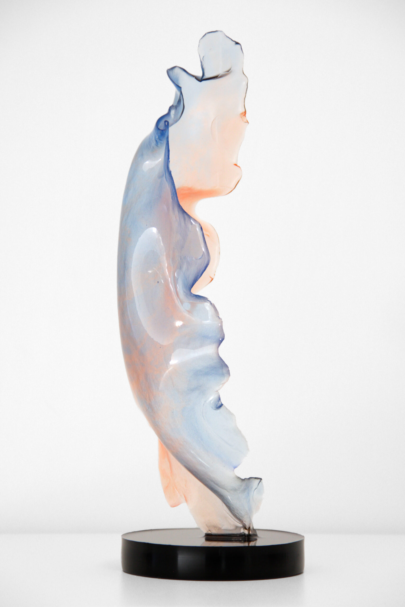 Orange and blue glass feather 05