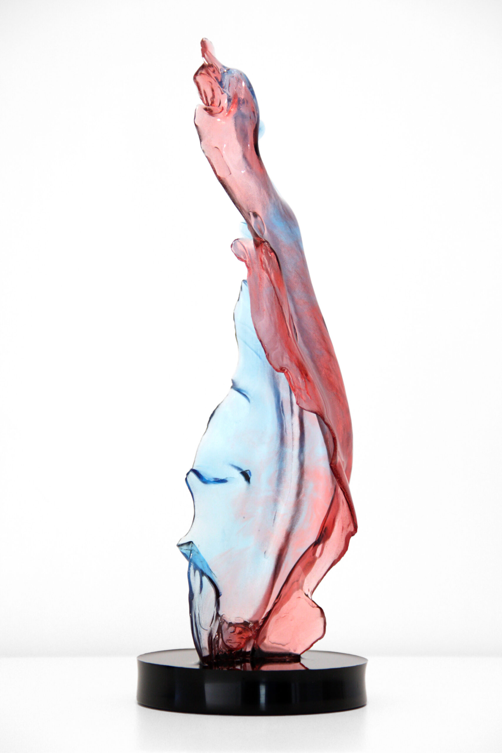 Red and blue glass feather